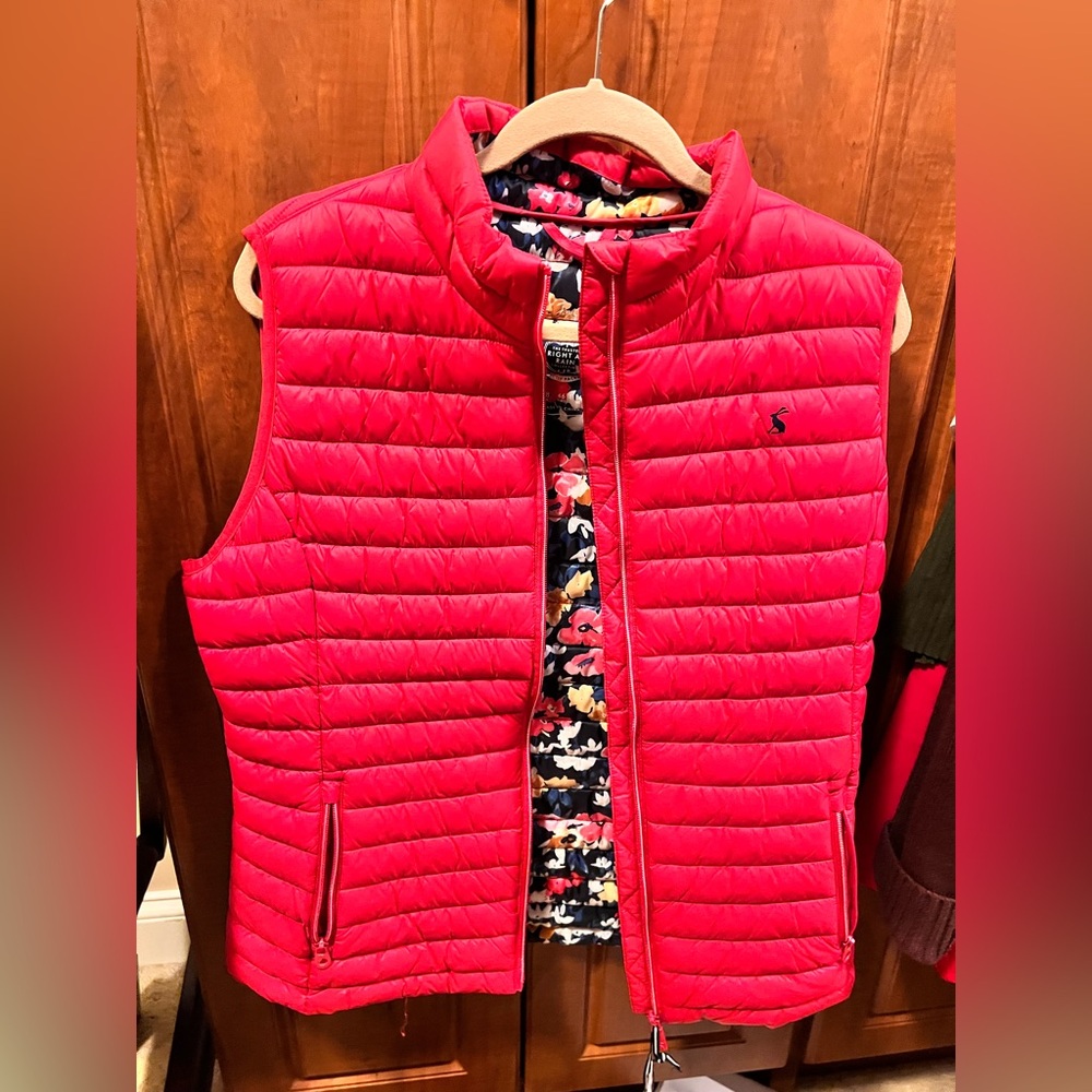 Joules Vibrant Pink Quilted Vest NWT